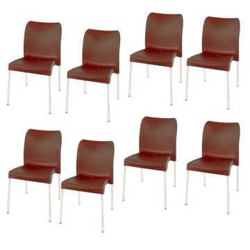 Florence Heavy  Duty Plastic Bistro Chair / Patio Chair / Garden Chair / Stackable - NO ARMRESTS - COCO  - Set of 8