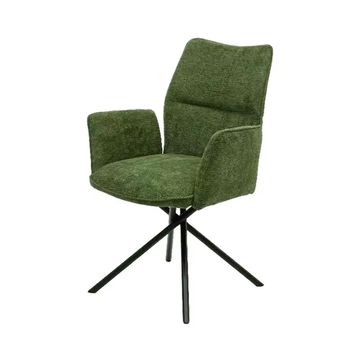 Dining Room Chairs Set of 2 with Black Metal Frame and Cord Cover, Green Comfortable Chairs for Dining Room and Living Room