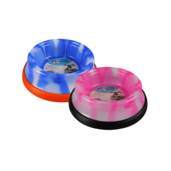 PET DOG/CAT BOWL TIEDYE FINISH 21x7cm asstd - 2pack