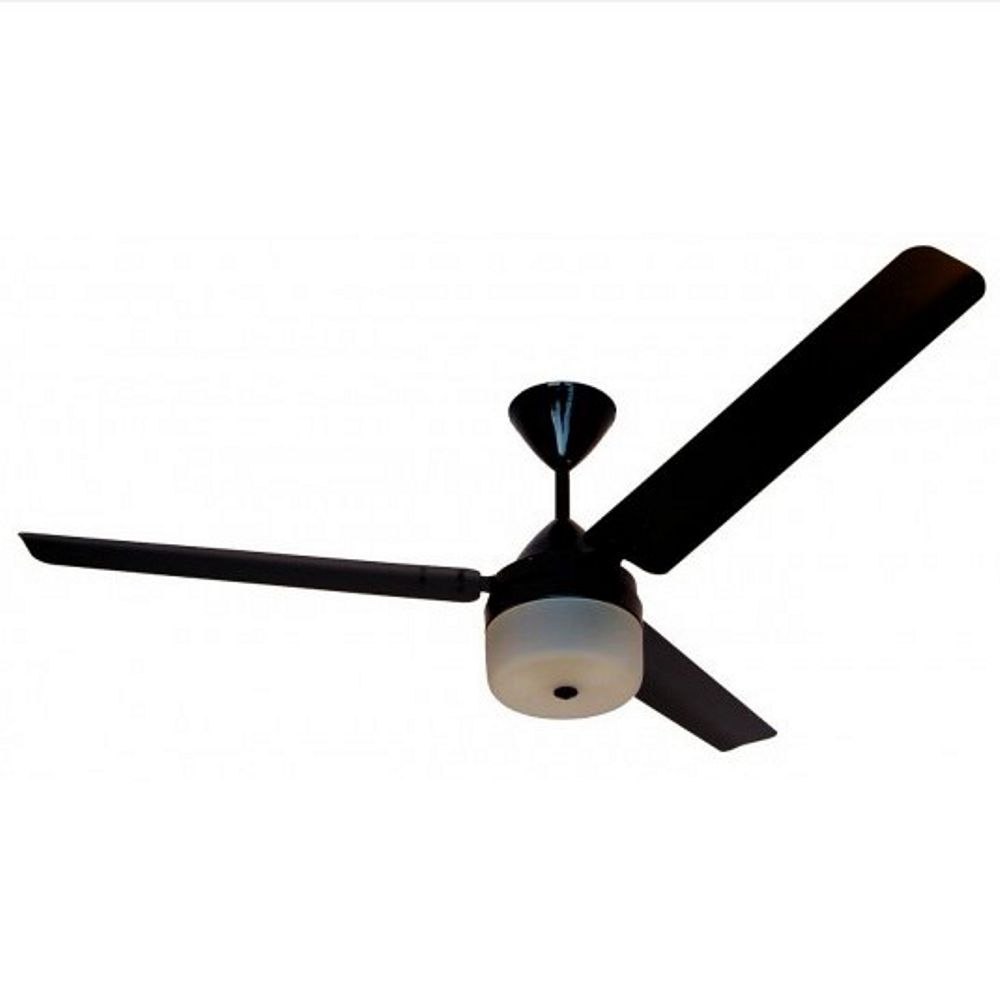 Solent Highbreeze ceiling fan 1200mm 3-blade with Cleo Light Kit and 5-speed wall mounted regulator - Black