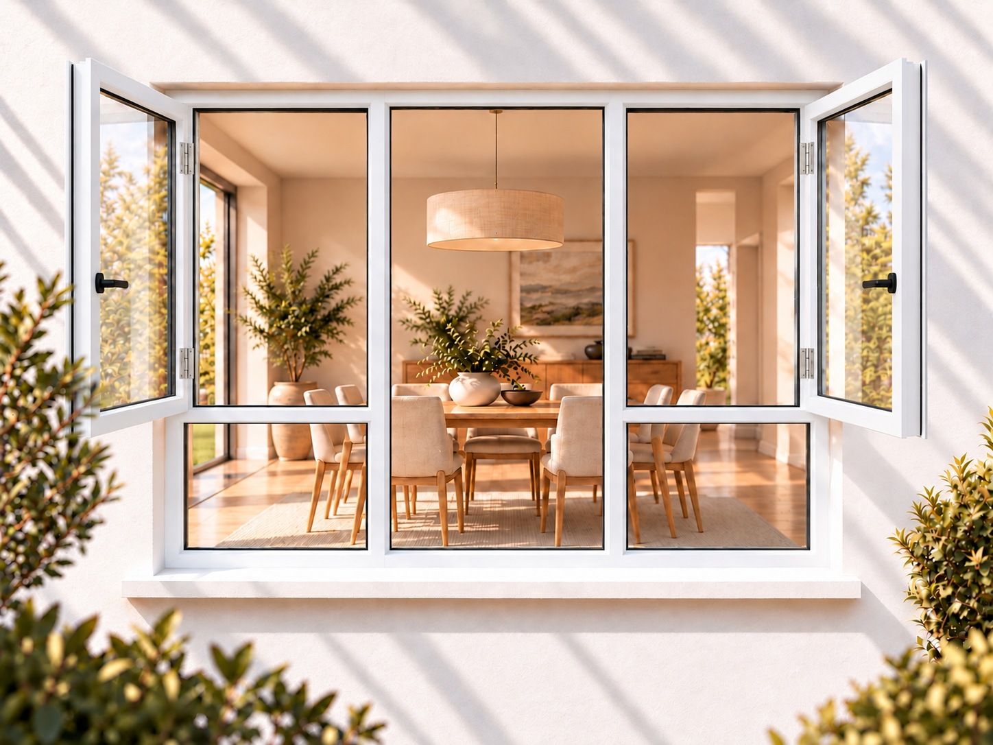 Kenzo Premium Side-Hung Aluminium Window - White, 1800 1800 mm, Double Side Opener with Fixed Bottom Panes
