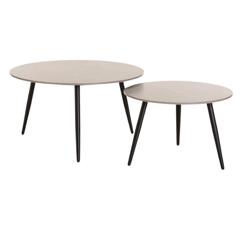Fia Set of 2 Stone Top Coffee Table - Grey