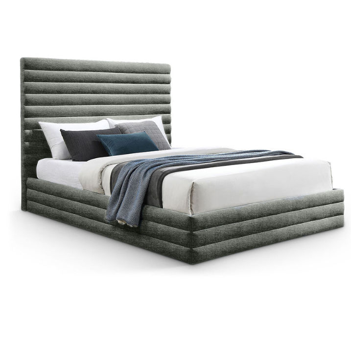 Lavinia Sleigh Bed Queen - Linen -Grey