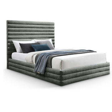 Lavinia Sleigh Bed Queen - Linen -Grey