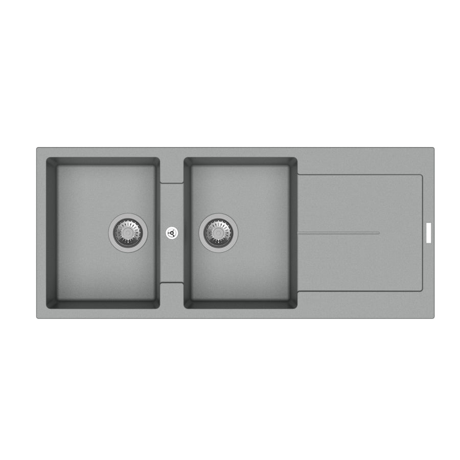 Sternhagen Enigma D200 1160mm Quartz Composite Kitchen Sink 2 Bowl with Drainer - Croma (Grey)