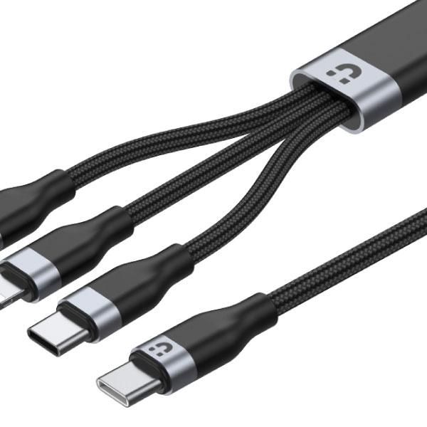 Unitek C14101Bk 1.5M 3-In-1 Type-C To Lightning Type-C Micro Usb Multi Charging Cable