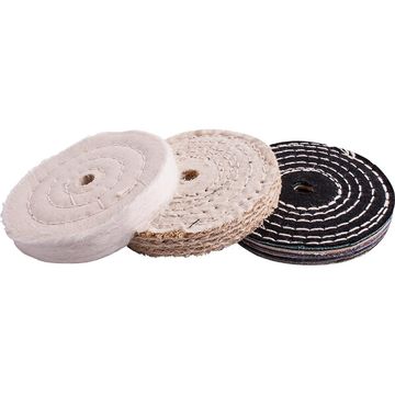 Buffing Wheel Kit 3Pcs 100Mm White & Denim Stiched & Sisal Polishing