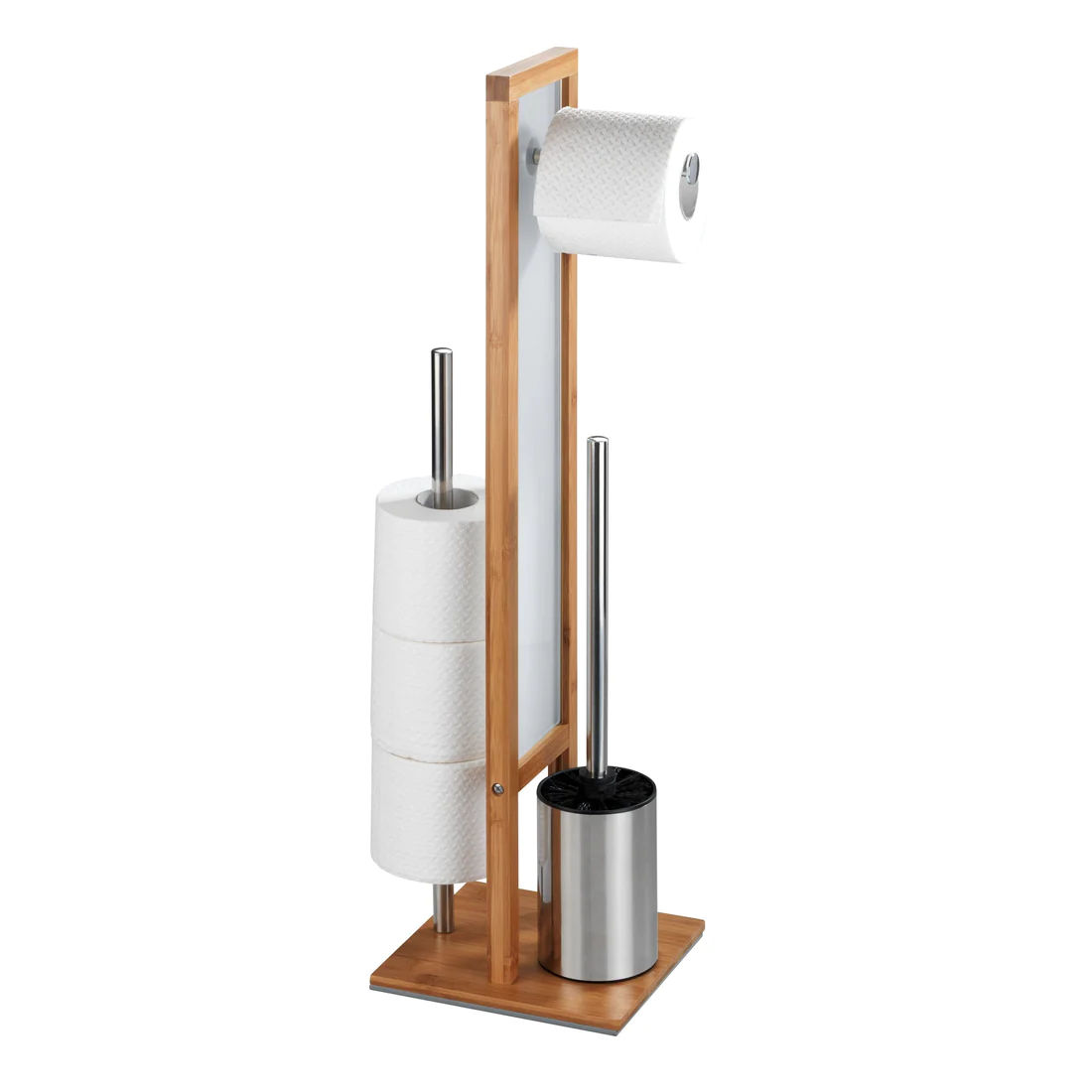 WENKO - FREESTANDING TOILET BRUSH & ROLL HOLDER - RIVALTA - BAMBOO
