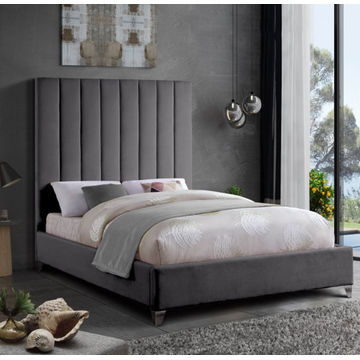 Bliss Sleigh Bed Queen -Grey