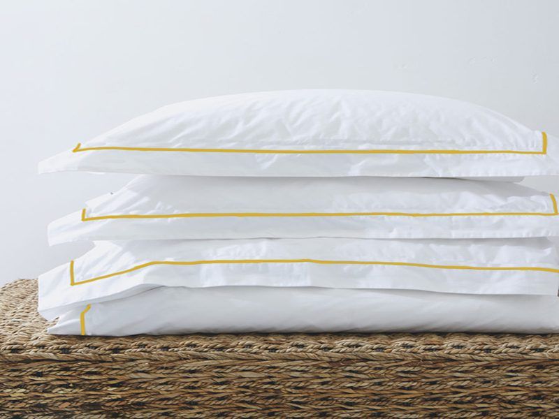 Rey's Fine Linen - Premium Collection - Oxford Gold Satin Stitch Duvet Cover Set - 01 Pc Pack - Double