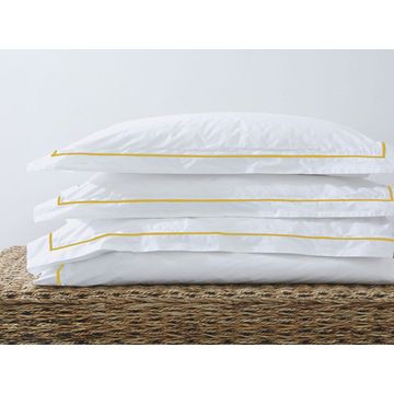 Rey's Fine Linen - Premium Collection - Oxford Gold Satin Stitch Duvet Cover Set - 06 Pc Pack -Single
