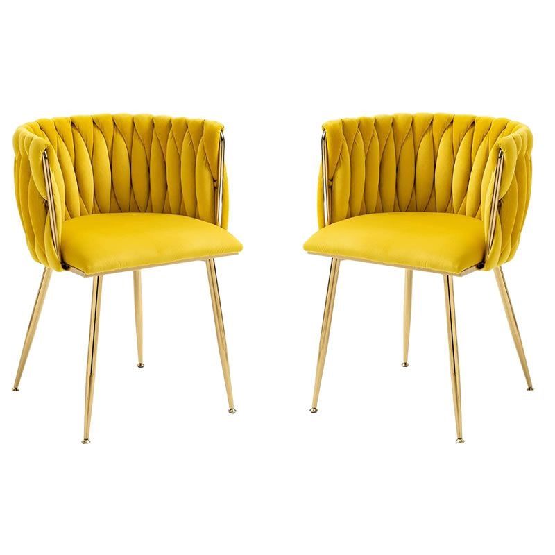 KCW:Set of 2 Velvet Upholstered Dining Chairs - HZ6023 - Yellow