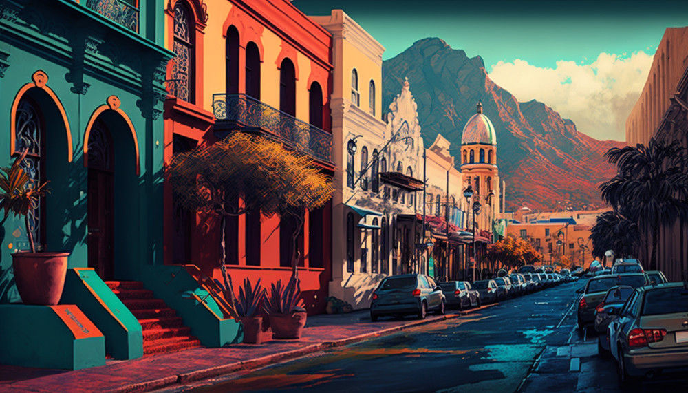Canvas Wall Art - Street in Capetown - B1008 [120 x 80 cm]
