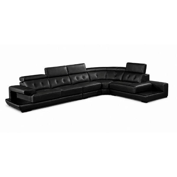 Maeve L Shape Corner Sofa – Bonded Leather Black