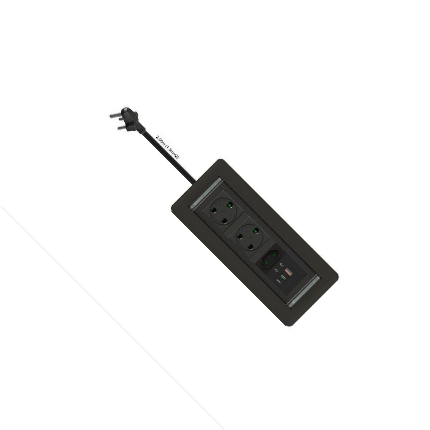Powerlogic Rotadock recessed muiltiplug MK1 Black