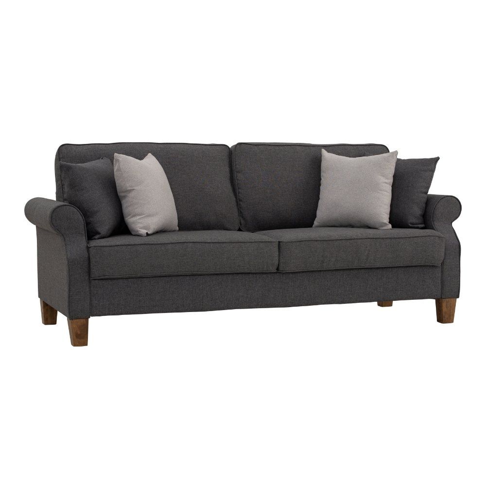 Bragg Impala 3-Seater Sofa Couch with Scatter Cushions, Grey
