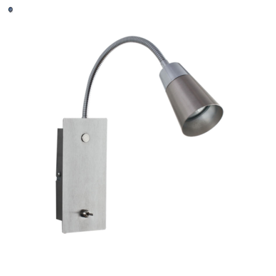 Polished and Satin Chrome Wall Bracket with Switch and Gooseneck Arm