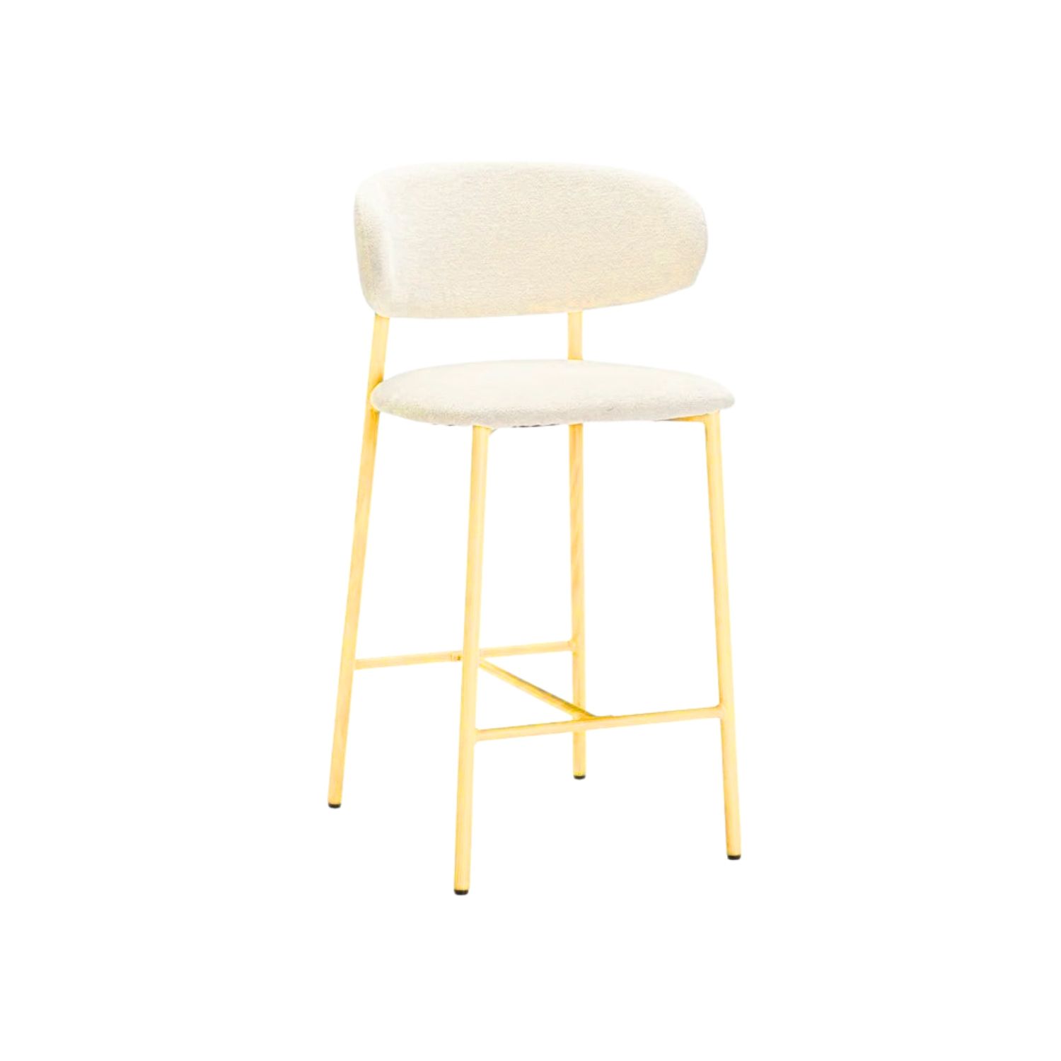 Cream Fabric Kitchen Counter Stool - Natural Leg