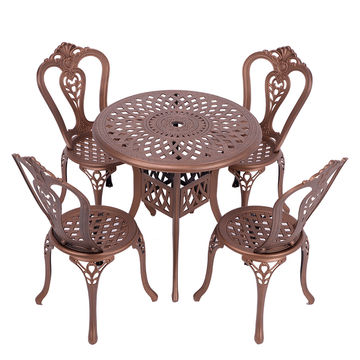 4 Seater - Victoria Aluminium Patio Set / Garden Furniture / Outdoor Dining Set    (4 Victoria Chairs with 78cm Round Elizabeth Table) - COPPER