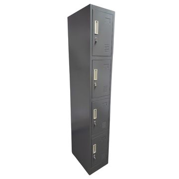 Steel Locker 4 Compartments - Hammertone Grey,