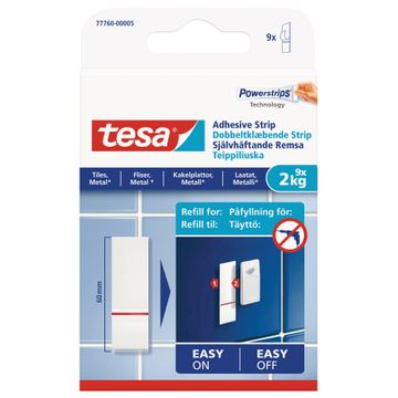 TESA Powerstrips Tiles and Metal 2kg 9 Adhesive Strips