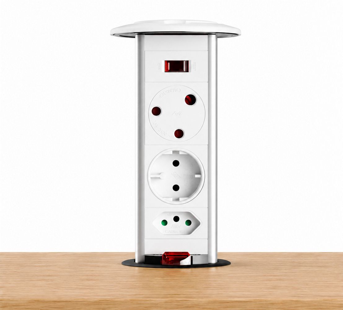 Powerlogic MK4 (Round Top) Pull up Multiplug - White