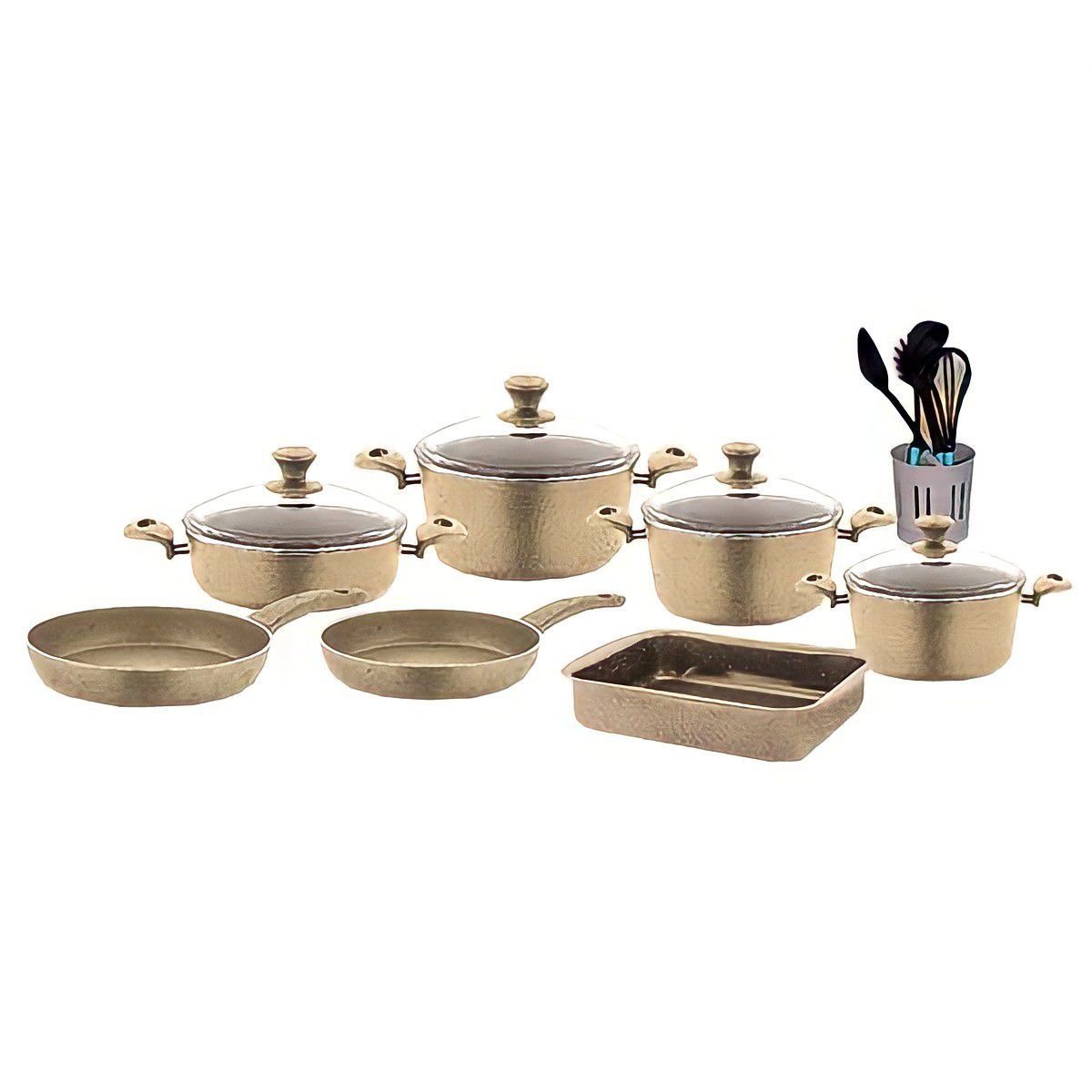 Trendworld Cast Aluminum Non-Stick 17 Piece Kitchen Granite Cookware Set - Brown