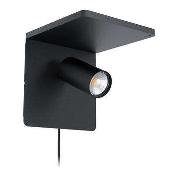 Ciglie - LED - Wall Light with QI/Switch - Black