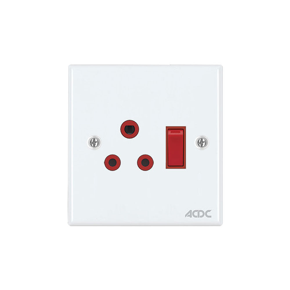 1x16A Dedicated White Switched Socket Outlet Steel Plate