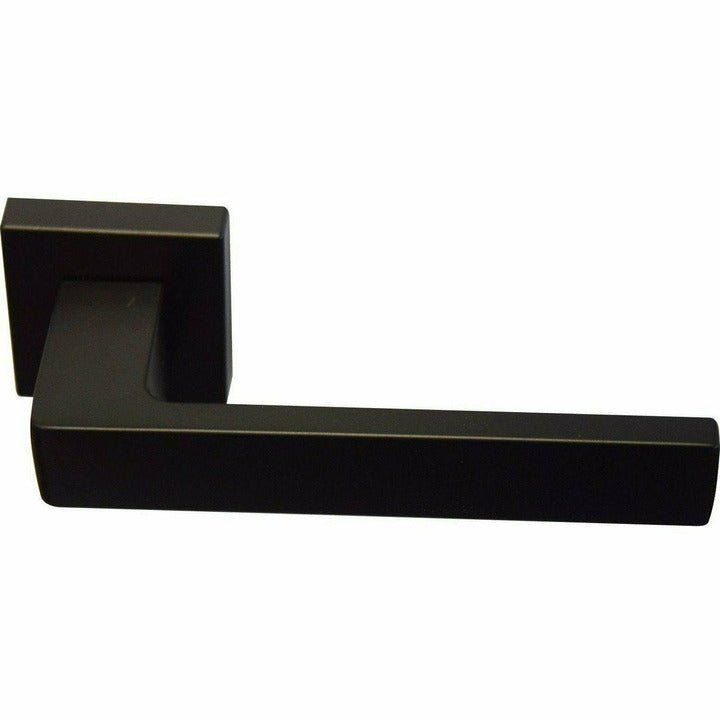 Square italian lever handle on rose - matt black