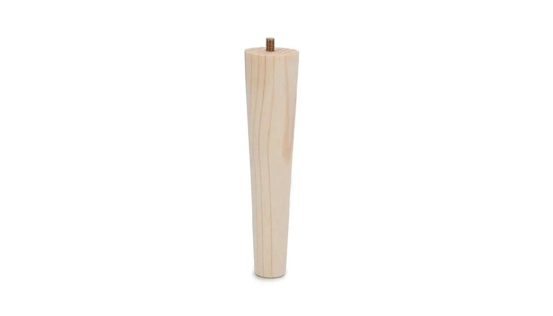 Cone Leg with M8 Bolt, H200mm x 45mm x 25mm, Raw Pine (4 Pack) BY WOODLY