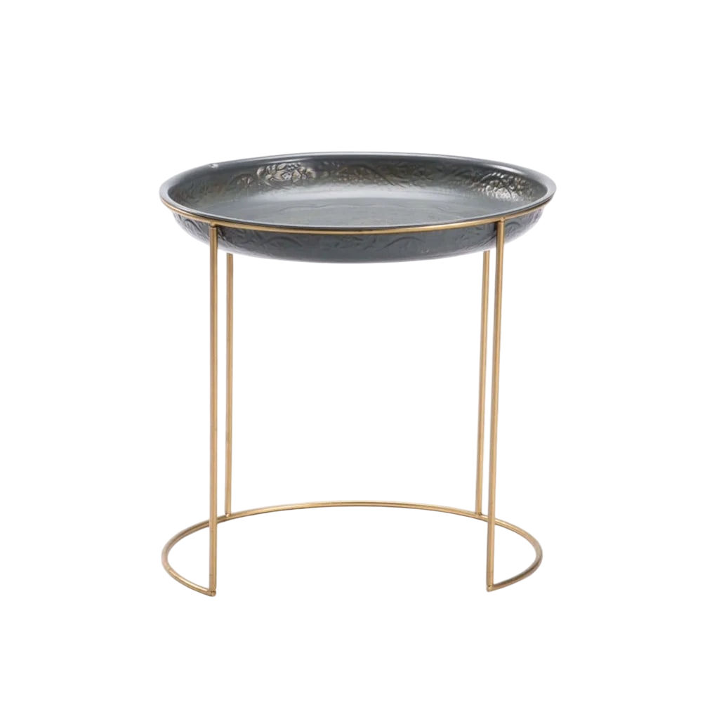 Vividitto - Kos Echo Round Metal Side Table - Grey