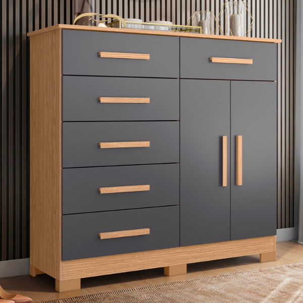 Xangai Chest Of Drawer Dresser Nature/Titanium