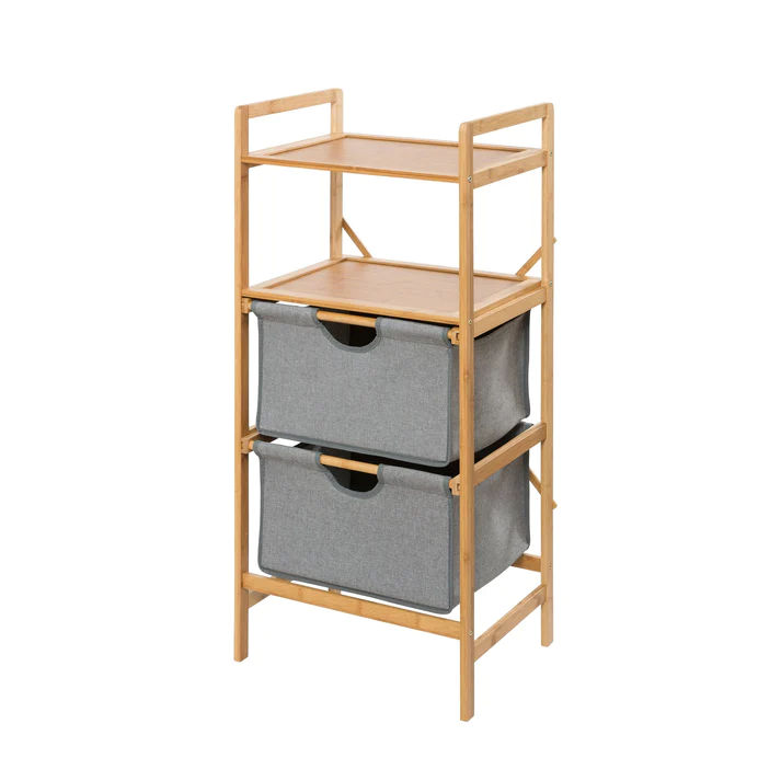 WENKO - SHELF UNIT WITH 2 DRAWERS - BAHARI RANGE - BAMBOO - 34x44x96cm