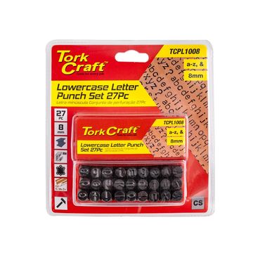 Letter Punch Set 8Mm (A-Z) Lower Case 27Pc Black Finish
