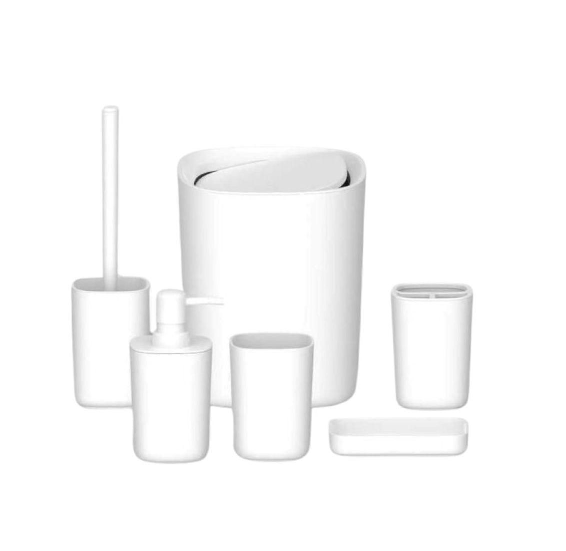 Pure White Bathroom Accessory Set – 6-Piece