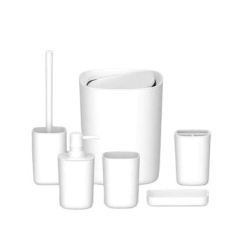 Pure White Bathroom Accessory Set – 6-Piece