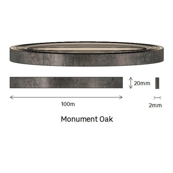 Edging PVC Roll Monument Oak-2mm thick-w20mmxl100m