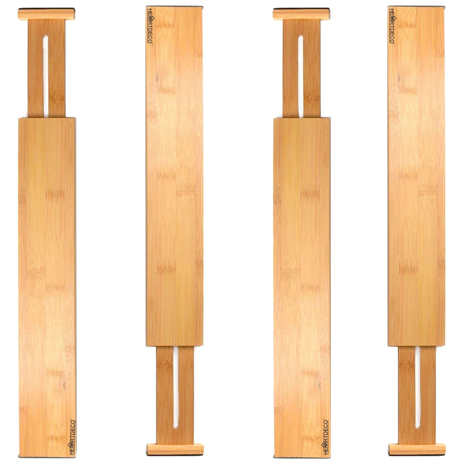 Expandable Bamboo Drawer Dividers - 4Pcs Pack