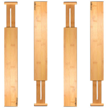 Expandable Bamboo Drawer Dividers - 4Pcs Pack