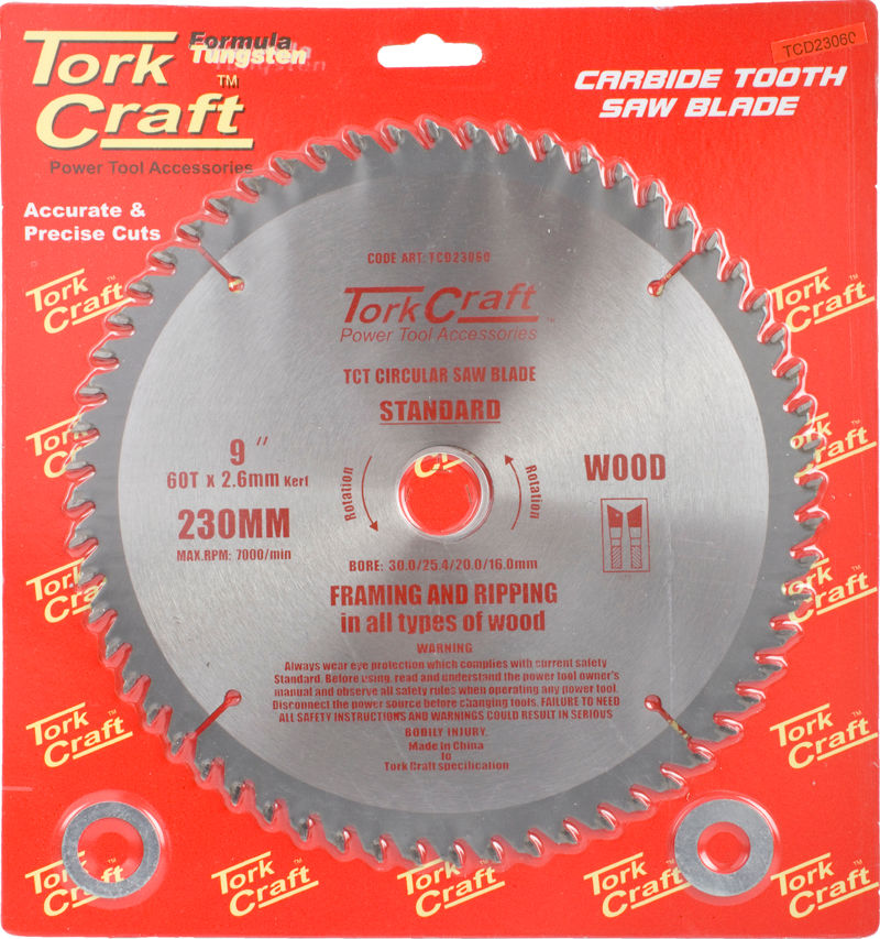 Tork Craft - Blade - 230mm x 60T - 30mm x 20mm x 16mm x 1mm - 2 Pack