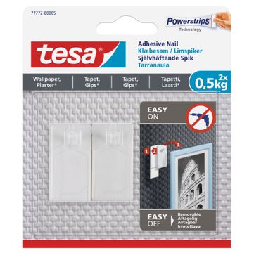 TESA Adhesive Nail 2x 0.5kg - Sensitive Surfaces - Wallpaper and Plaster
