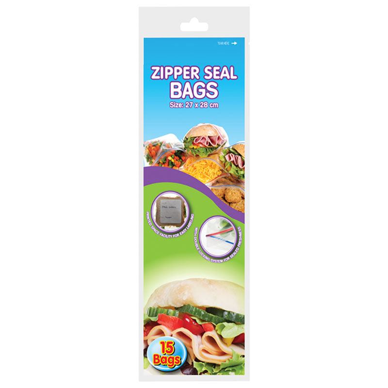 Sandwich Bag - 15 Piece - Zipper Seal - 27cm x 28cm - 20 Pack