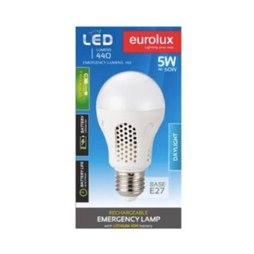 Eurolux- Rechargeable 5W LED Daylight E27 Lamp x 4