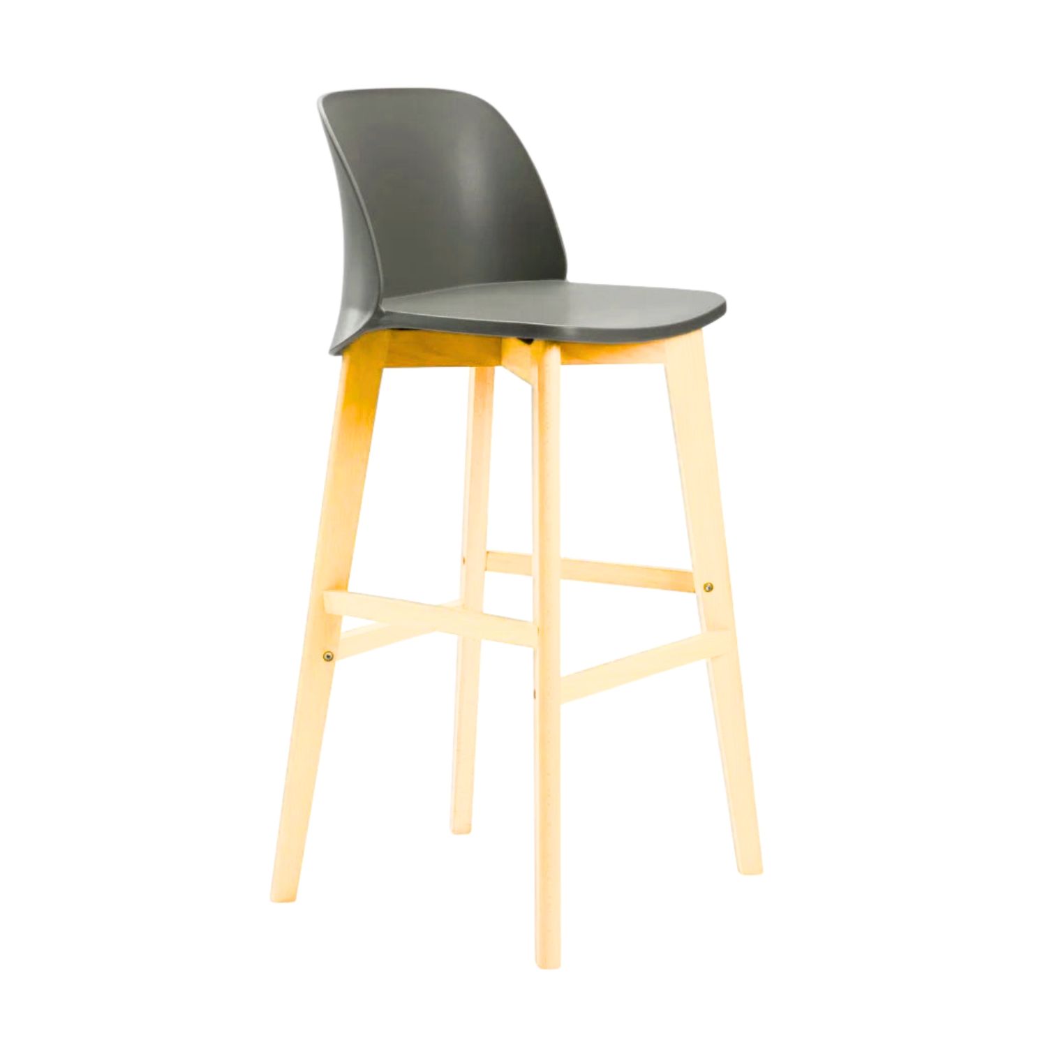 Modern Wooden Leg Kitchen Stool - Dark Grey
