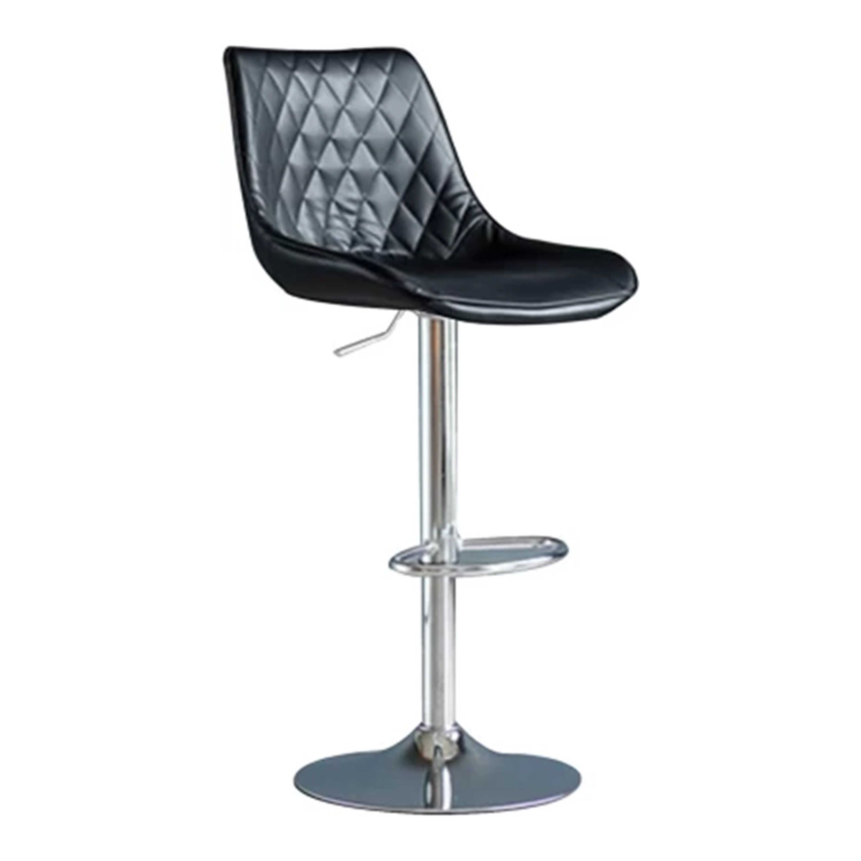 2 Black Quilted Swivel Bar Chairs