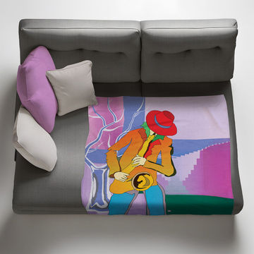 Crazy sax Light Weigt Fleece Blanket By Wikus Hattingh