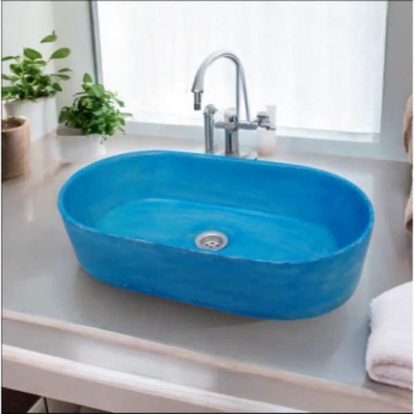 Gaia's Ark Bespoke Blue Concrete Basin/Sink 53x30x11.5cm