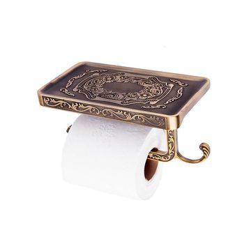TBTF018- Brass toilet roll holder with phone shelf