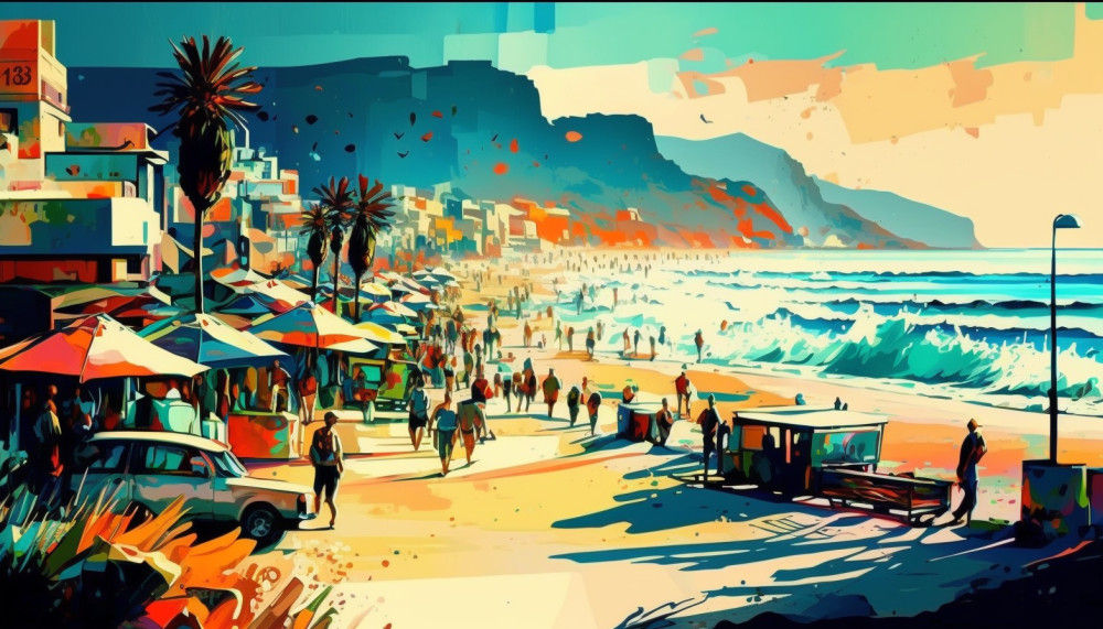 Canvas Wall Art - Canvas Wall Art –Cape Town Beachfront Abstract - B1101 - [120 x 80 cm]